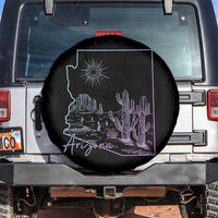 Glowing Arizona State Map Outline Graphic Spare Tire Cover Neon Gradient Cactus Desert Travel Souvenir