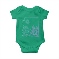Glowing Arizona State Map Outline Graphic Baby Onesie Neon Gradient Cactus Desert Travel Souvenir