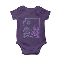 Glowing Arizona State Map Outline Graphic Baby Onesie Neon Gradient Cactus Desert Travel Souvenir