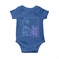 Glowing Arizona State Map Outline Graphic Baby Onesie Neon Gradient Cactus Desert Travel Souvenir