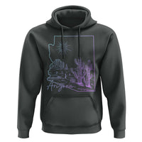 Glowing Arizona State Map Outline Graphic Hoodie Neon Gradient Cactus Desert Travel Souvenir