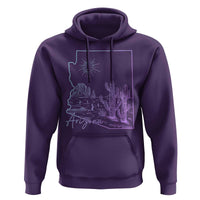 Glowing Arizona State Map Outline Graphic Hoodie Neon Gradient Cactus Desert Travel Souvenir