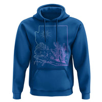Glowing Arizona State Map Outline Graphic Hoodie Neon Gradient Cactus Desert Travel Souvenir