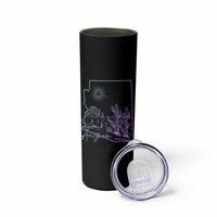Glowing Arizona State Map Outline Graphic Skinny Tumbler Neon Gradient Cactus Desert Travel Souvenir