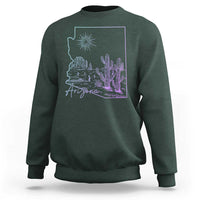 Glowing Arizona State Map Outline Graphic Sweatshirt Neon Gradient Cactus Desert Travel Souvenir