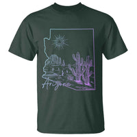 Glowing Arizona State Map Outline Graphic T Shirt Neon Gradient Cactus Desert Travel Souvenir