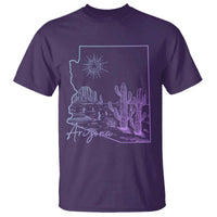 Glowing Arizona State Map Outline Graphic T Shirt Neon Gradient Cactus Desert Travel Souvenir