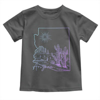 Glowing Arizona State Map Outline Graphic Toddler T Shirt Neon Gradient Cactus Desert Travel Souvenir