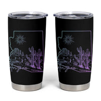 Glowing Arizona State Map Outline Graphic Tumbler Cup Neon Gradient Cactus Desert Travel Souvenir