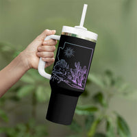 Glowing Arizona State Map Outline Graphic Tumbler With Handle Neon Gradient Cactus Desert Travel Souvenir