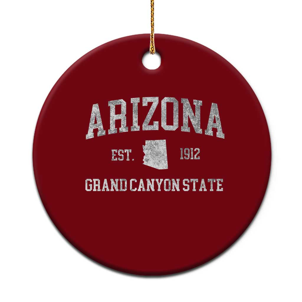 Vintage Distressed Arizona Grand Canyon State Graphic Ceramic Ornament Retro 1912 Varsity Map Souvenir