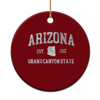 Vintage Distressed Arizona Grand Canyon State Graphic Ceramic Ornament Retro 1912 Varsity Map Souvenir