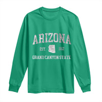 Vintage Distressed Arizona Grand Canyon State Graphic Long Sleeve Shirt Retro 1912 Varsity Map Souvenir