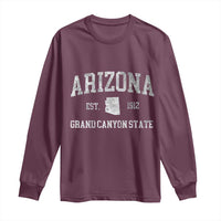 Vintage Distressed Arizona Grand Canyon State Graphic Long Sleeve Shirt Retro 1912 Varsity Map Souvenir