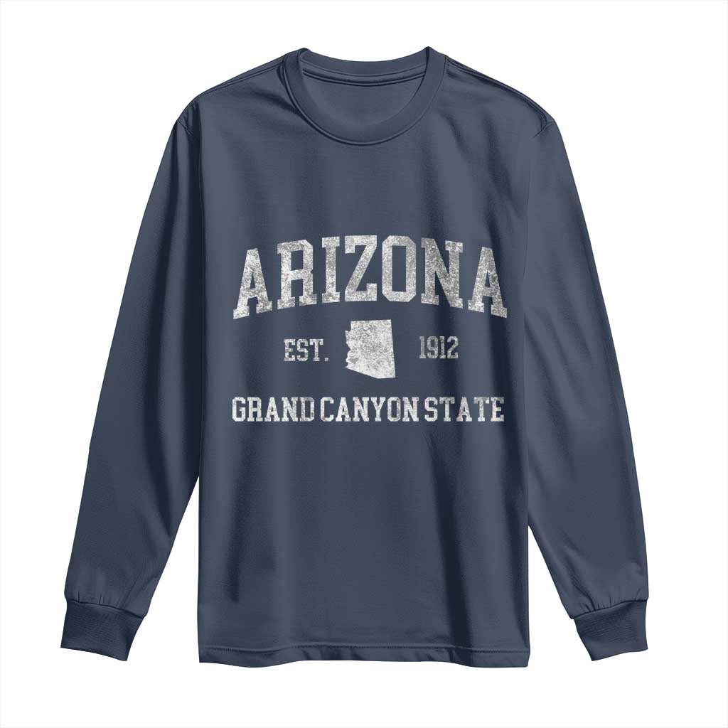 Vintage Distressed Arizona Grand Canyon State Graphic Long Sleeve Shirt Retro 1912 Varsity Map Souvenir