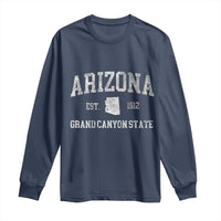 Vintage Distressed Arizona Grand Canyon State Graphic Long Sleeve Shirt Retro 1912 Varsity Map Souvenir