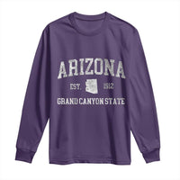 Vintage Distressed Arizona Grand Canyon State Graphic Long Sleeve Shirt Retro 1912 Varsity Map Souvenir