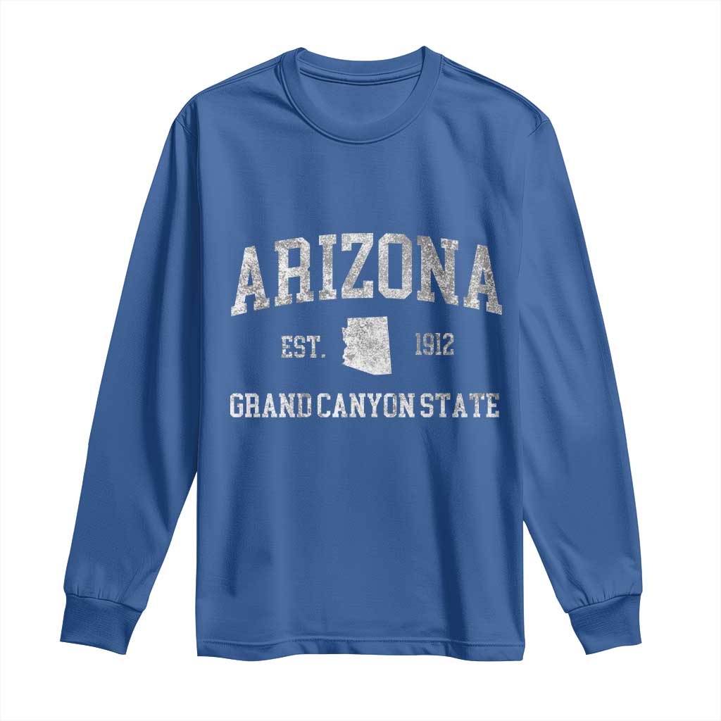 Vintage Distressed Arizona Grand Canyon State Graphic Long Sleeve Shirt Retro 1912 Varsity Map Souvenir