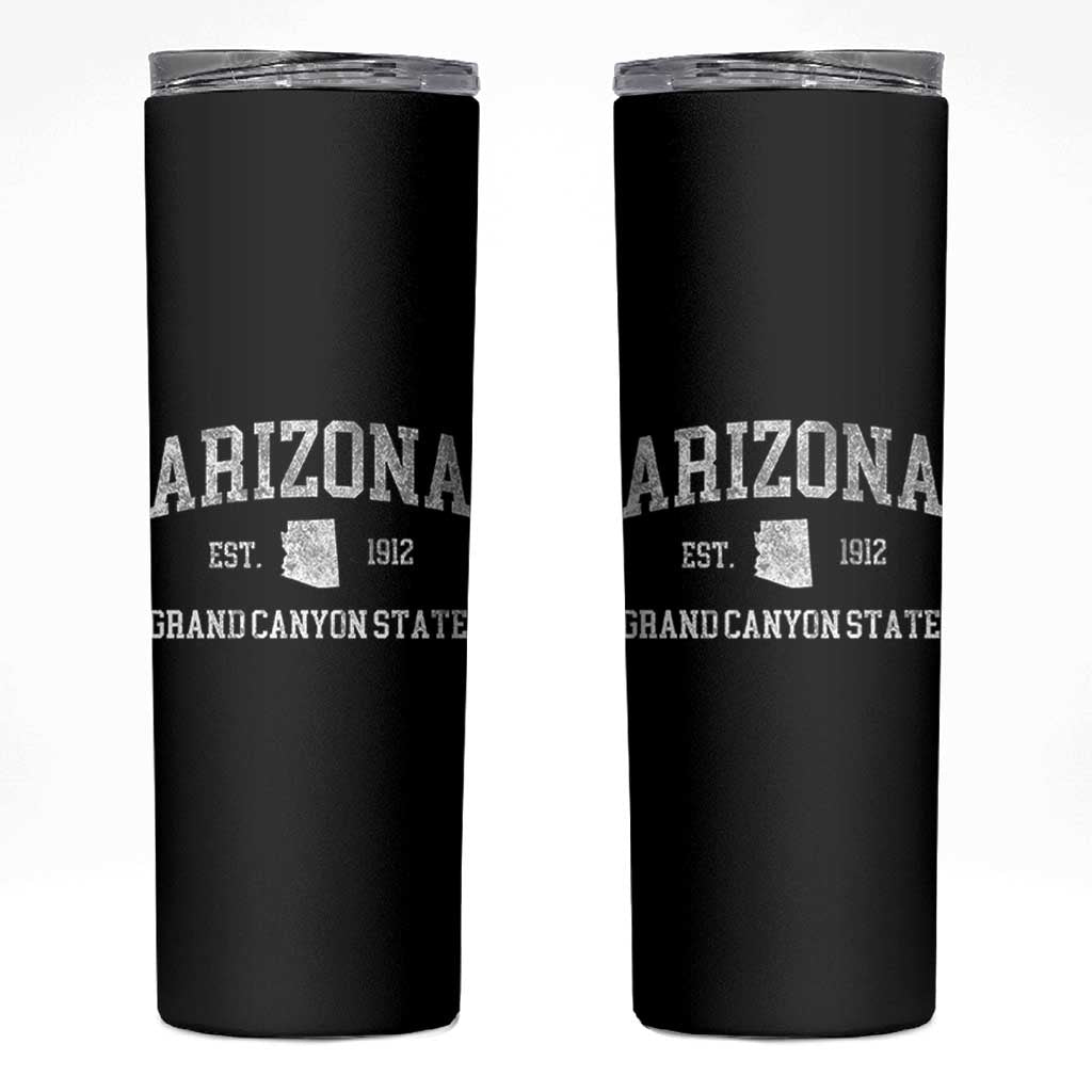 Vintage Distressed Arizona Grand Canyon State Graphic Skinny Tumbler Retro 1912 Varsity Map Souvenir