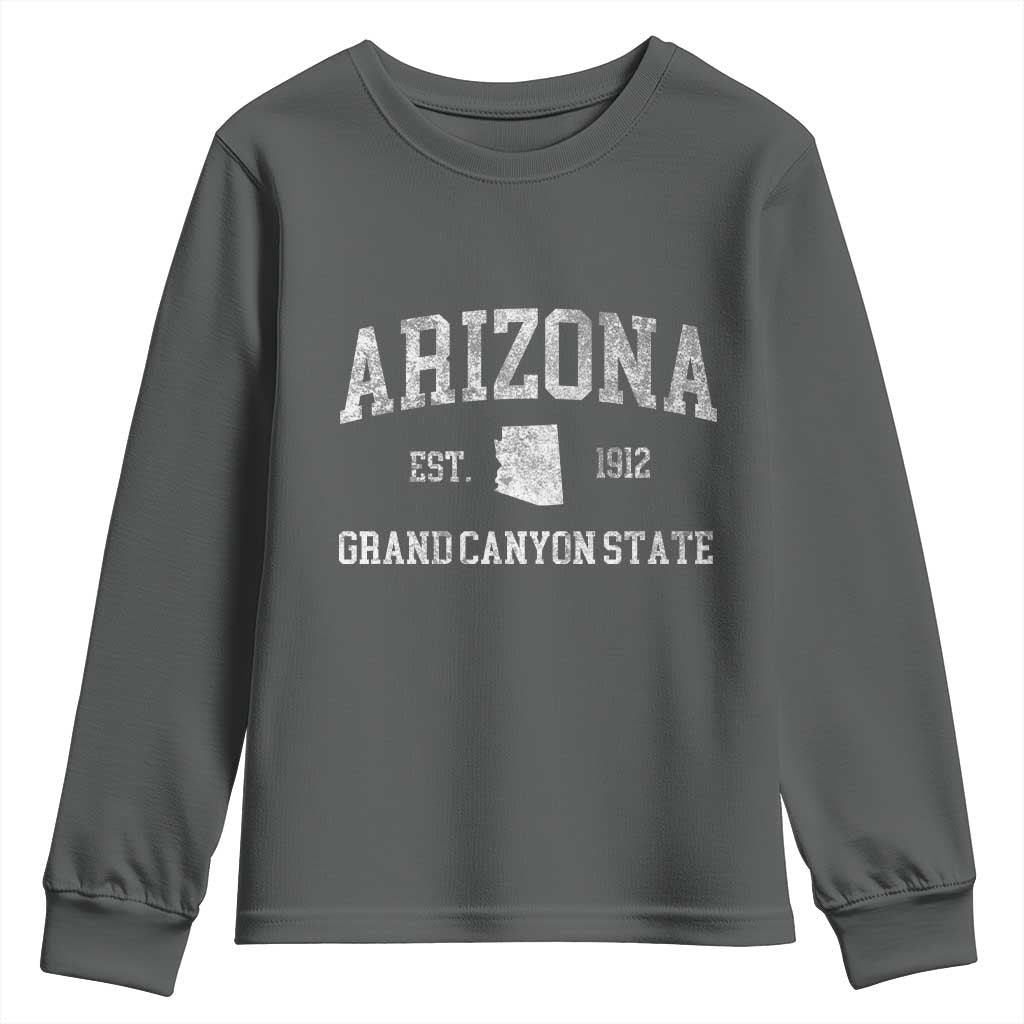 Vintage Distressed Arizona Grand Canyon State Graphic Youth Sweatshirt Retro 1912 Varsity Map Souvenir