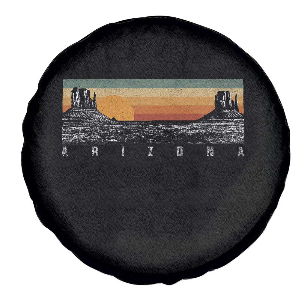 Retro Arizona Sunset Monument Valley Graphic Spare Tire Cover Panoramic Desert Red Rocks Landscape Souvenir