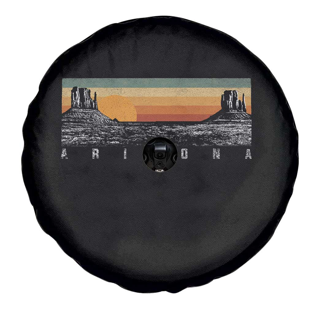Retro Arizona Sunset Monument Valley Graphic Spare Tire Cover Panoramic Desert Red Rocks Landscape Souvenir