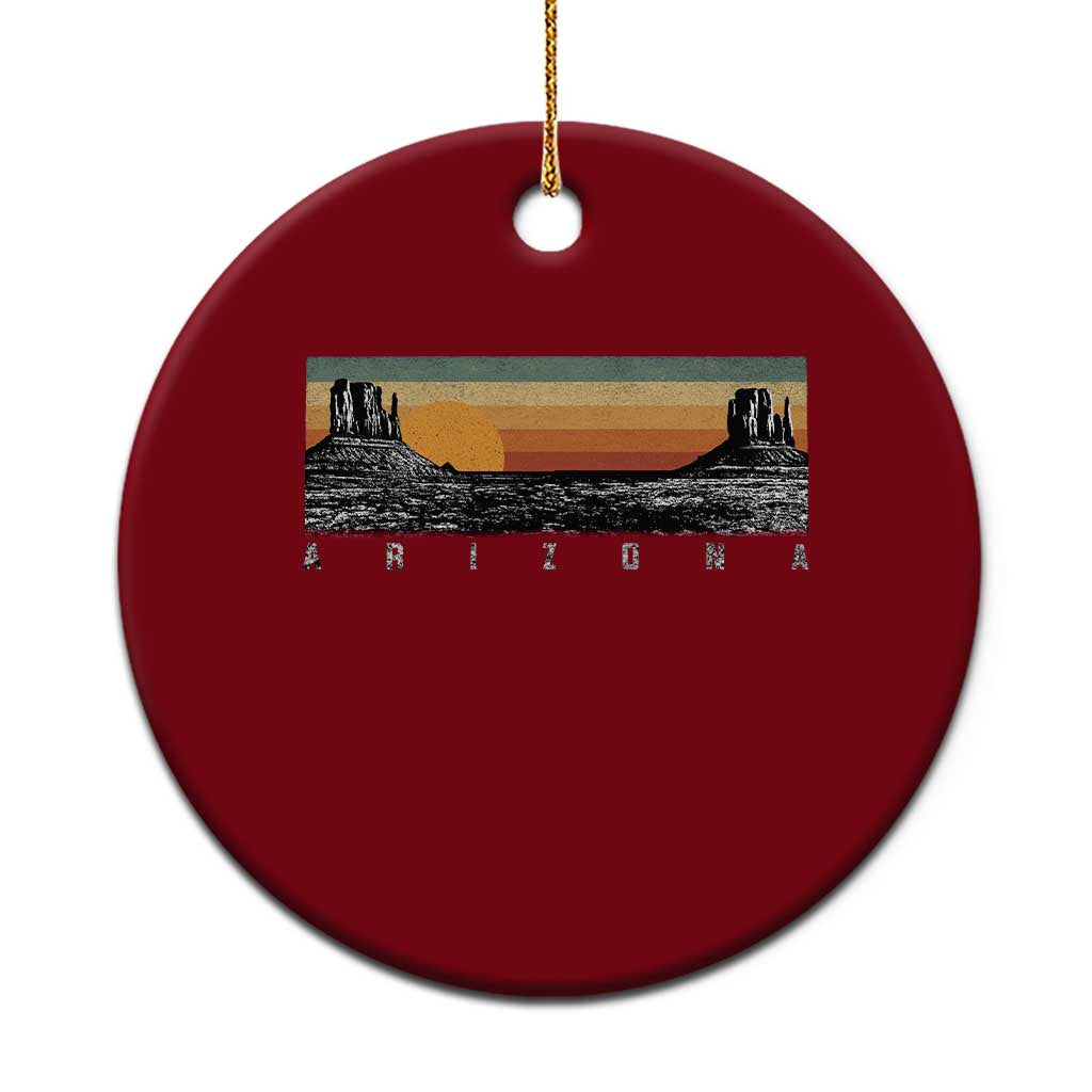 Retro Arizona Sunset Monument Valley Graphic Ceramic Ornament Panoramic Desert Red Rocks Landscape Souvenir