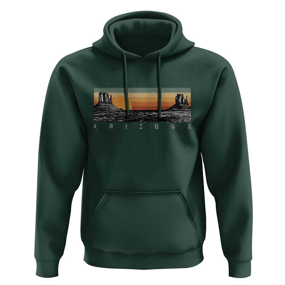 Retro Arizona Sunset Monument Valley Graphic Hoodie Panoramic Desert Red Rocks Landscape Souvenir
