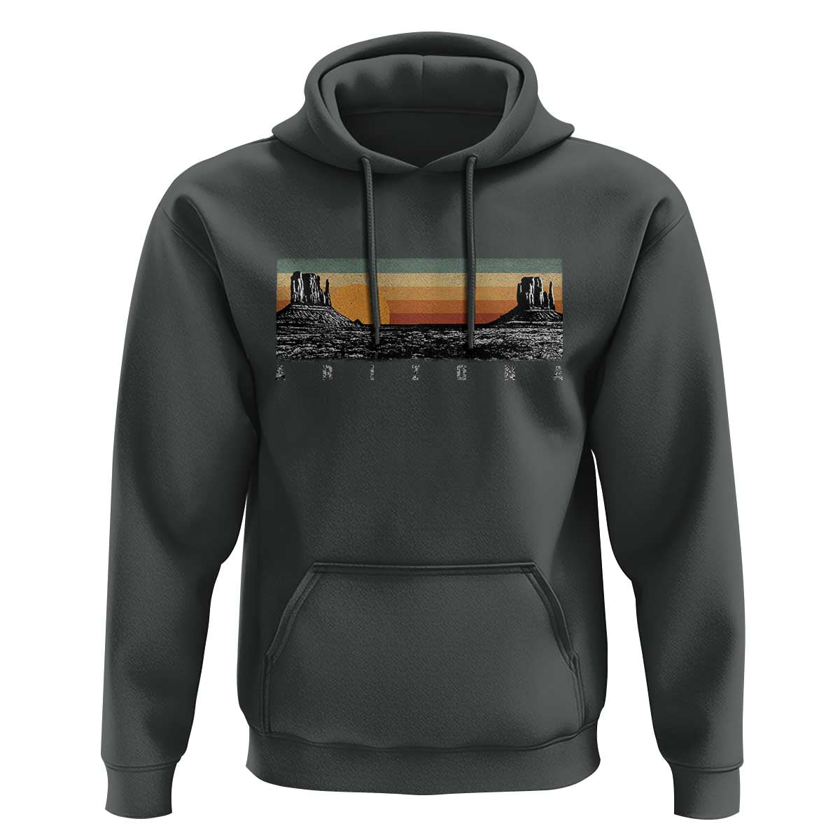 Retro Arizona Sunset Monument Valley Graphic Hoodie Panoramic Desert Red Rocks Landscape Souvenir