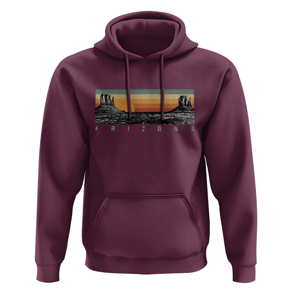Retro Arizona Sunset Monument Valley Graphic Hoodie Panoramic Desert Red Rocks Landscape Souvenir
