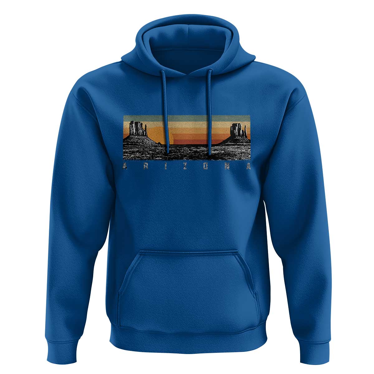 Retro Arizona Sunset Monument Valley Graphic Hoodie Panoramic Desert Red Rocks Landscape Souvenir