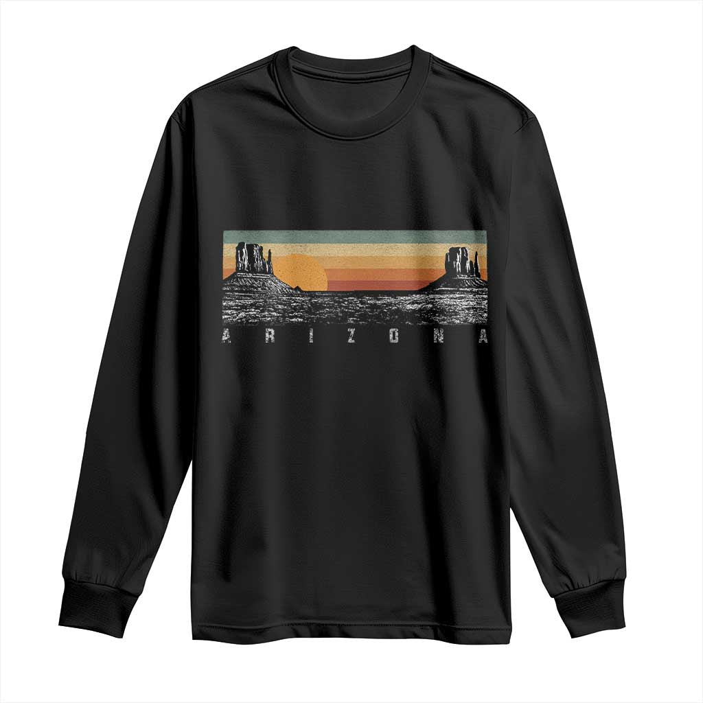 Retro Arizona Sunset Monument Valley Graphic Long Sleeve Shirt Panoramic Desert Red Rocks Landscape Souvenir