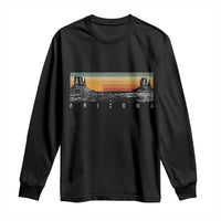 Retro Arizona Sunset Monument Valley Graphic Long Sleeve Shirt Panoramic Desert Red Rocks Landscape Souvenir