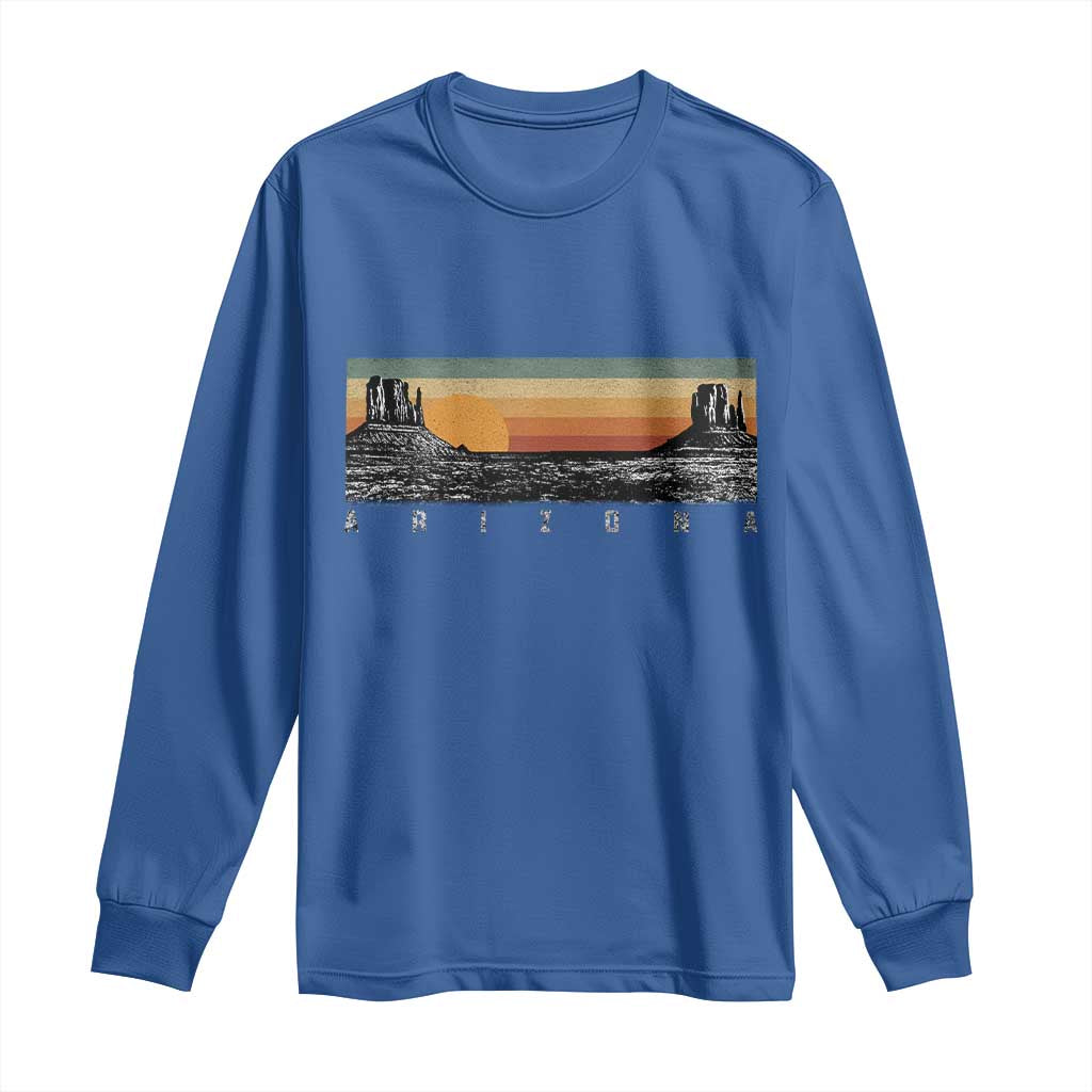 Retro Arizona Sunset Monument Valley Graphic Long Sleeve Shirt Panoramic Desert Red Rocks Landscape Souvenir