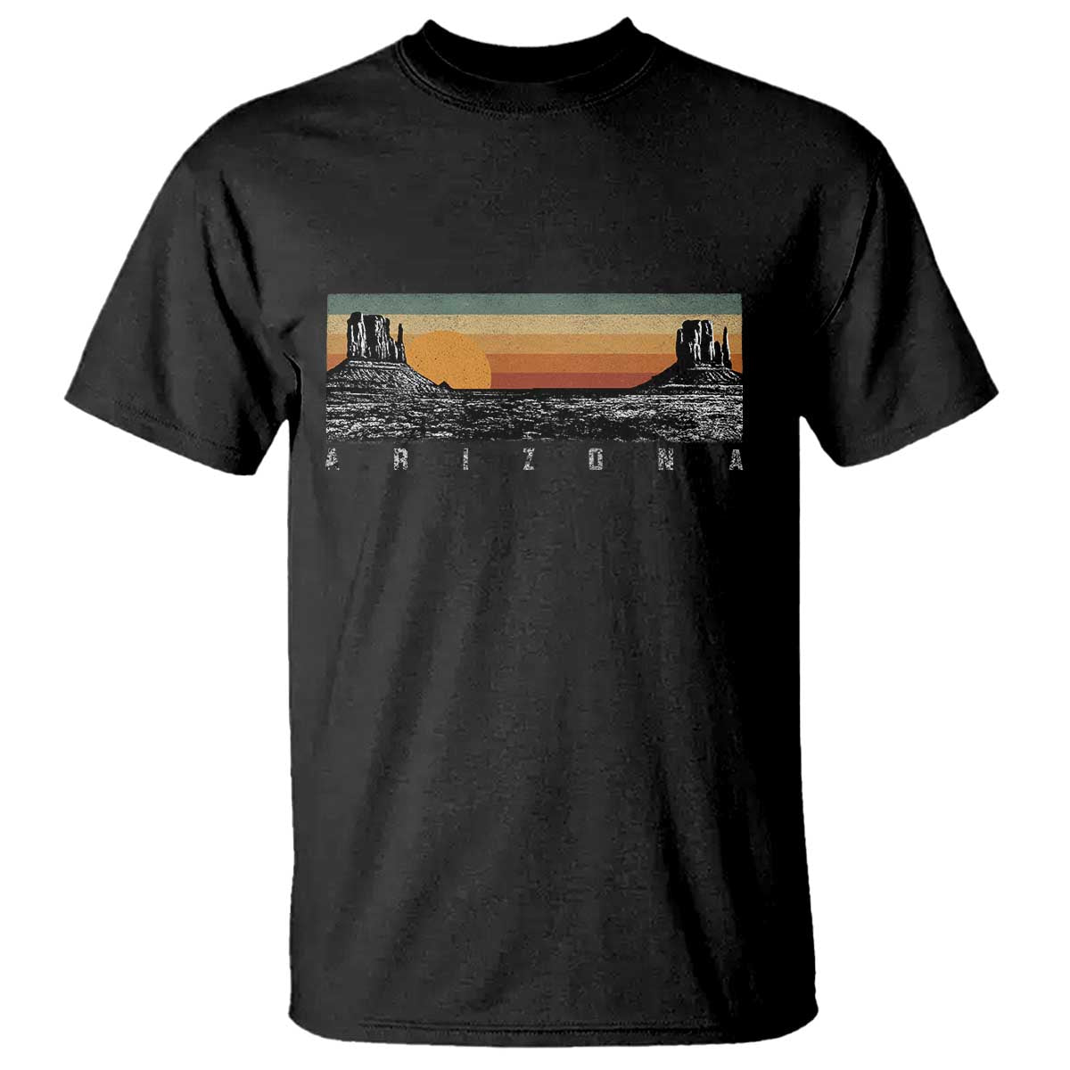 Retro Arizona Sunset Monument Valley Graphic T Shirt Panoramic Desert Red Rocks Landscape Souvenir