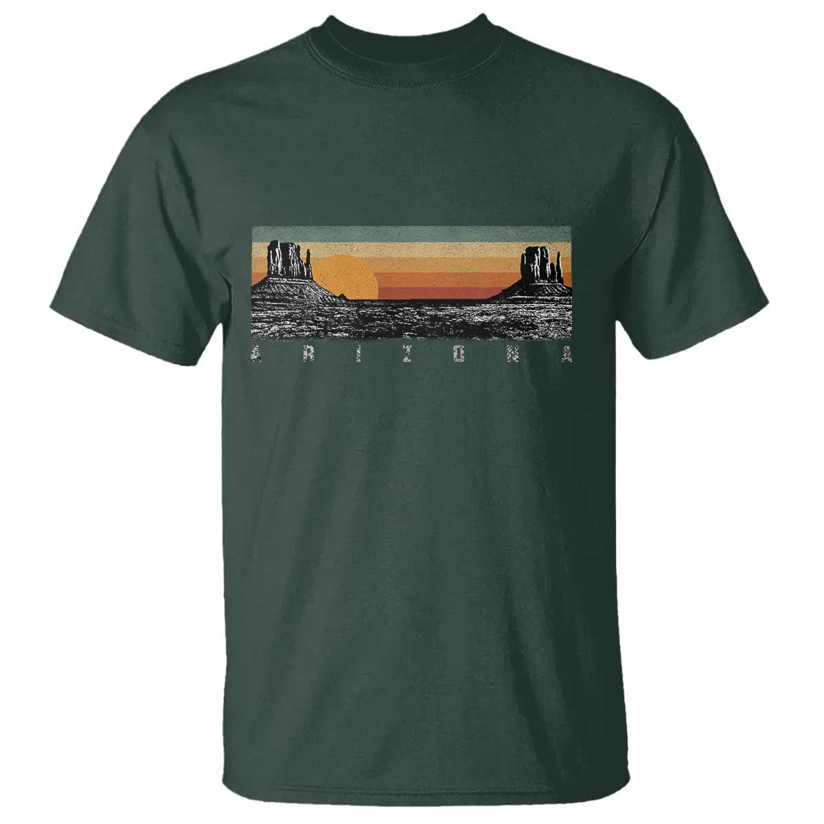 Retro Arizona Sunset Monument Valley Graphic T Shirt Panoramic Desert Red Rocks Landscape Souvenir