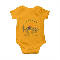 Retro Saguaro National Park Sunset Graphic Baby Onesie Vintage Arizona Desert Mountain Badge Souvenir