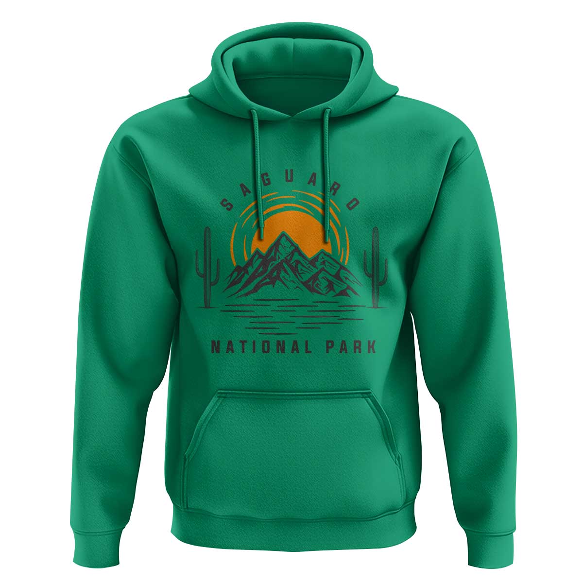 Retro Saguaro National Park Sunset Graphic Hoodie Vintage Arizona Desert Mountain Badge Souvenir
