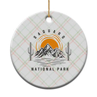 Retro Saguaro National Park Sunset Graphic Ceramic Ornament Vintage Arizona Desert Mountain Badge Souvenir