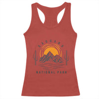 Retro Saguaro National Park Sunset Graphic Racerback Tank Top Vintage Arizona Desert Mountain Badge Souvenir