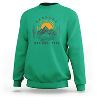 Retro Saguaro National Park Sunset Graphic Sweatshirt Vintage Arizona Desert Mountain Badge Souvenir