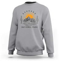 Retro Saguaro National Park Sunset Graphic Sweatshirt Vintage Arizona Desert Mountain Badge Souvenir