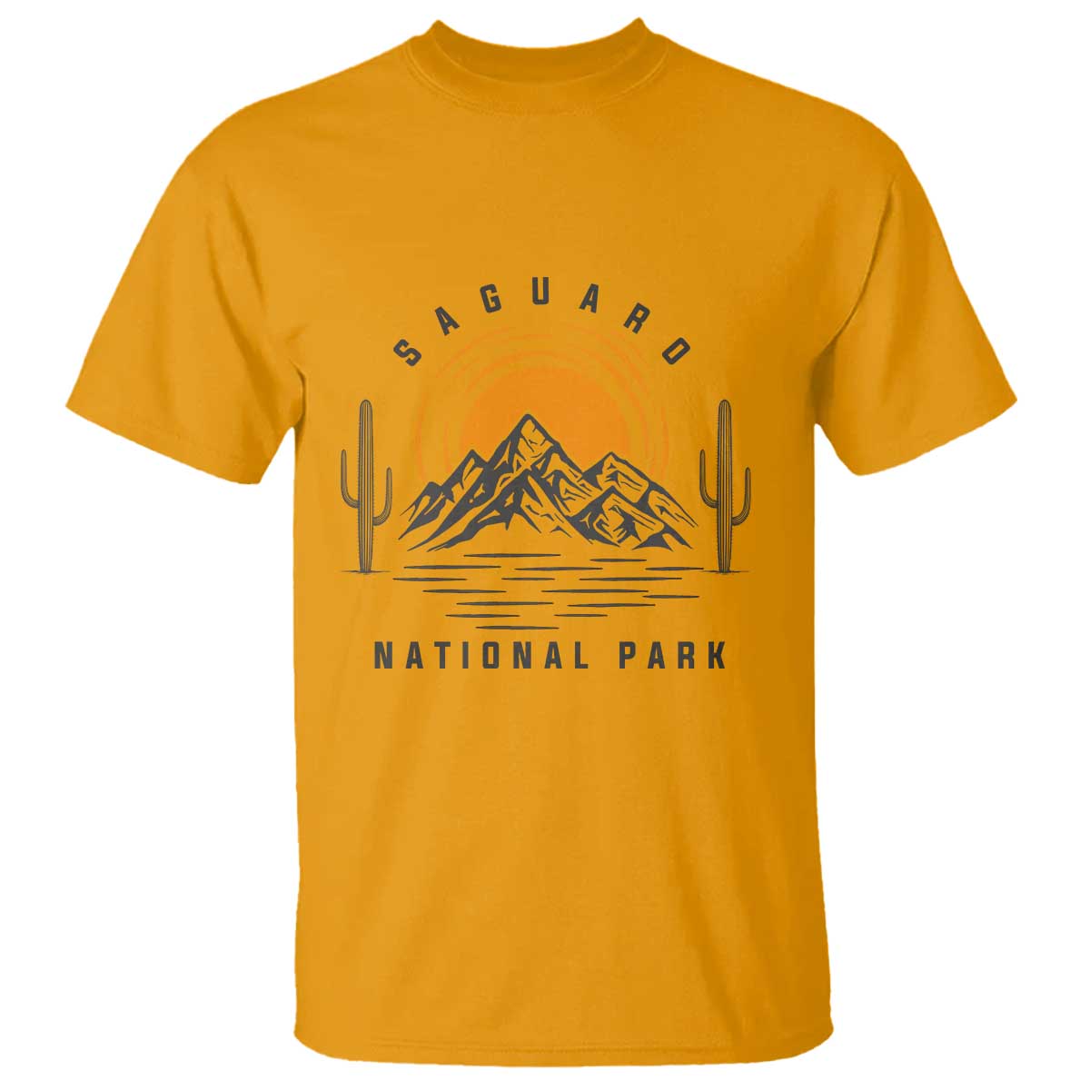 Retro Saguaro National Park Sunset Graphic T Shirt Vintage Arizona Desert Mountain Badge Souvenir