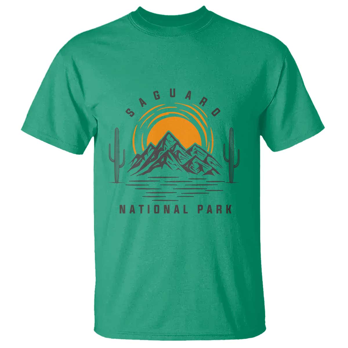 Retro Saguaro National Park Sunset Graphic T Shirt Vintage Arizona Desert Mountain Badge Souvenir