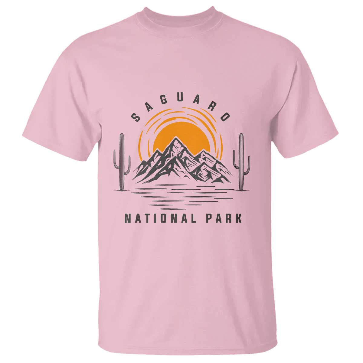 Retro Saguaro National Park Sunset Graphic T Shirt Vintage Arizona Desert Mountain Badge Souvenir