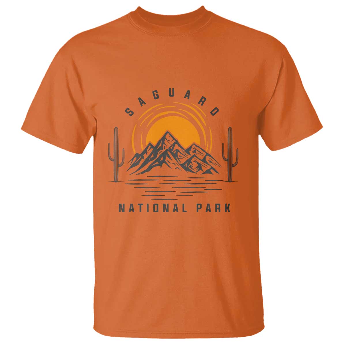 Retro Saguaro National Park Sunset Graphic T Shirt Vintage Arizona Desert Mountain Badge Souvenir