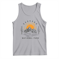Retro Saguaro National Park Sunset Graphic Tank Top Vintage Arizona Desert Mountain Badge Souvenir