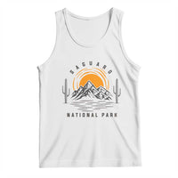 Retro Saguaro National Park Sunset Graphic Tank Top Vintage Arizona Desert Mountain Badge Souvenir