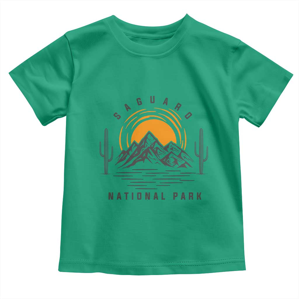 Retro Saguaro National Park Sunset Graphic Toddler T Shirt Vintage Arizona Desert Mountain Badge Souvenir