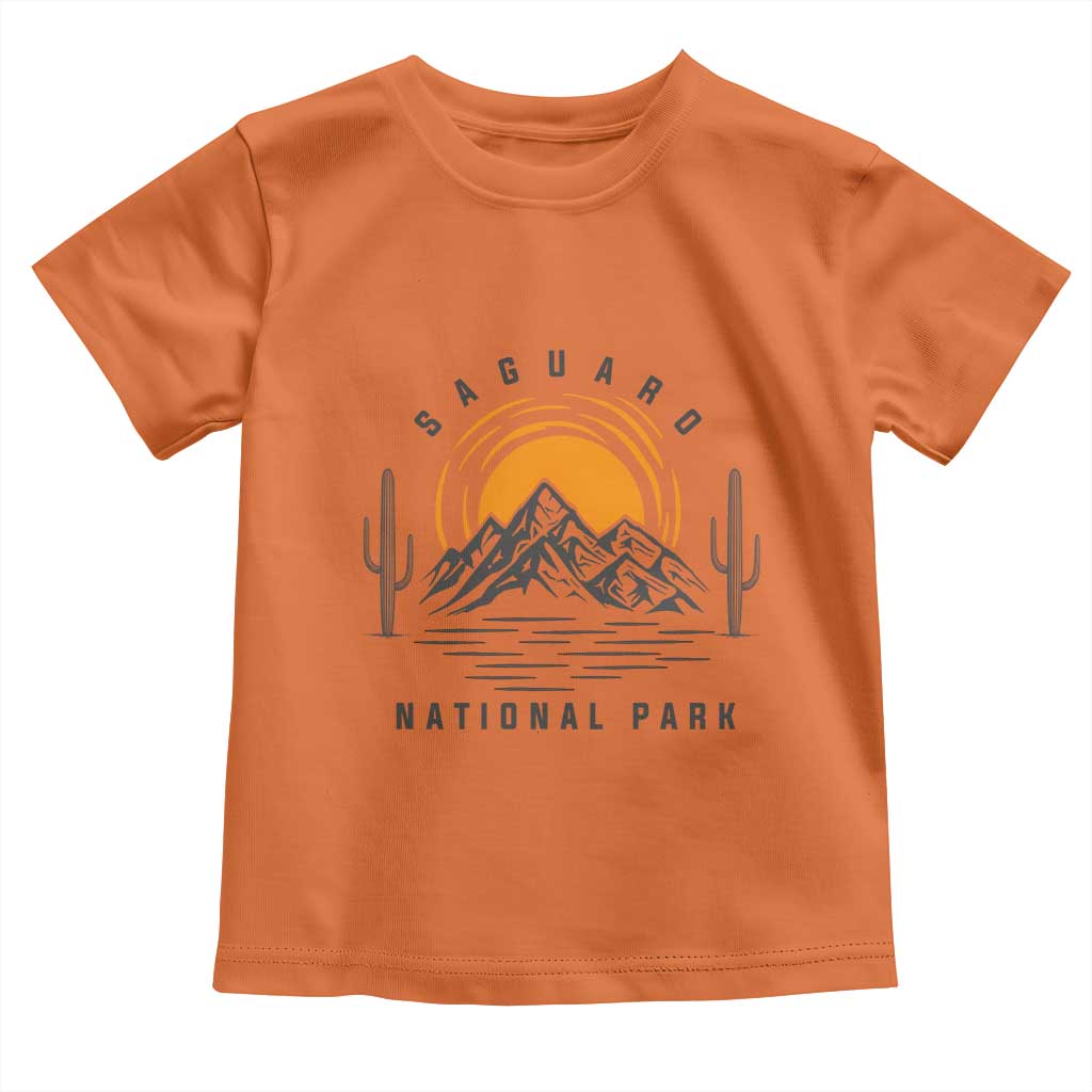 Retro Saguaro National Park Sunset Graphic Toddler T Shirt Vintage Arizona Desert Mountain Badge Souvenir